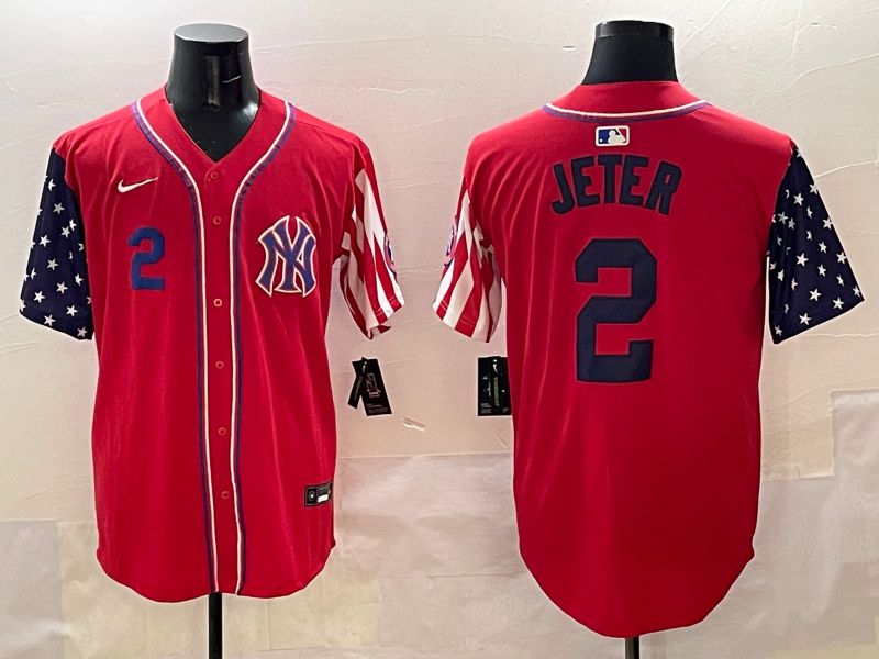 Men New York Yankees #2 Jeter Red a generation of national flags Jointly Name 2025 Nike MLB Jersey style 3